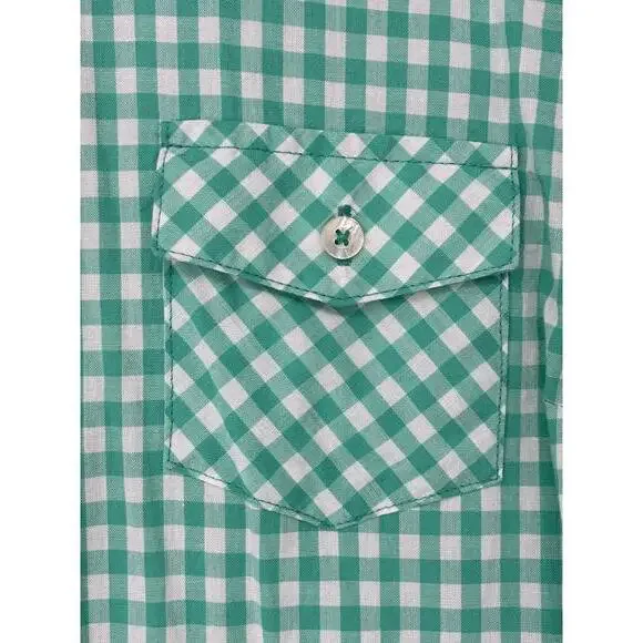 Cato Women's Teal Green and White Gingham Button-Up Shirt Medium - Picture 4 of 8